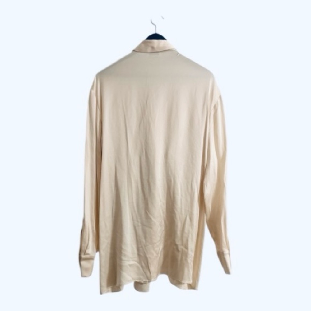 Raey Ivory Silk Tie Front Tunic Blouse  Minimalist Quiet Luxury 100% Silk 10 - Picture 7 of 10